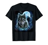 Grauer Wolf Jagdplatz, eisiger Mond, Wald, Galaxie - T-S