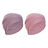 ECSiNG 2 STÜCKE Elastische Schlafmütze Weiche Turban Mütze Beanie Hut Rosa Lila für Damen Frauen Zum Haarausfall Vorbeug