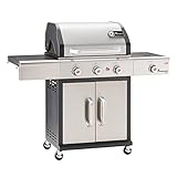 Landmann Gasgrill Triton maxX PTS 3.1 | Premium Gasgrill mit doppelwandigem Deckel & maxX-Zone für maximale Hitze | Grillrost aus emailliertem Gusseisen für perfektes Grillbranding [Edelstahl]