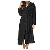 Darringls Bademantel Damen Flauschig Herbst Winter Flanell Bademantel Dick Warm Kimono Nachtwäsche Casual Langarm Nachthemd Loungew