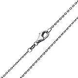 MATERIA 925 Silber Halskette für Frauen Herren - feine Ankerkette 1mm Kette 50 cm antik oxidiert K96-50