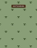 Notebook Sap Green Color Small Lovely Cat Face Patterns Cover Lined Journal: Planning, Hour, Daily, 21.59 x 27.94 cm, Work List, Pretty, A4, 110 Pages, 8.5 x 11 inch, To Do L