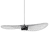 MeTikTok Retro Pendelleuchte Retro Chandelier, Vintage Vertigo LED Für Wohnzimmer (Einstellbare Lichthöhe) in Fiberglas/Polyurethan, E27 Kronleuchter Für Restaurant, Lampenschirm,Schwarz,140CM