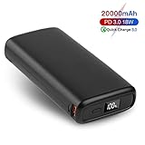 POSUGEAR 20000mAh Powerbank USB C, Powerbank Schnellladefunktion (18W PD & Quickcharge 3.0) mit 3 Ausgängen, LED Display Kompatibel mit Handy, Laptop (Zwei Kabel Angeboten-Type C & Micro)…