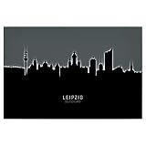 artboxONE Poster 30x20 cm Städte Leipzig Germany Skyline Glow White - Bild Leipzig Cityscape D