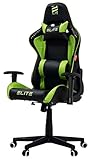 ELITE Gaming Stuhl MG200 Destiny - Ergonomischer Bürostuhl - Schreibtischstuhl - Chefsessel - Sessel - Racing Gaming-Stuhl - Gamingstuhl - Drehstuhl - Chair - Kunstleder Sportsitz (Schwarz/Grün)