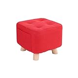 Fußhocker Leinenstoff Fußstütze Modernes Zuhause Wohnzimmer Schlafzimmer Quadratischer Hocker mit gepolstertem Sitz und kann im Wohnzimmer, Gästezimmer, Schlafzimmer oder Eingangsbereich aufgestellt w
