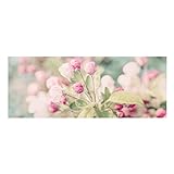 Bilderwelten Glasbild - Apfelblüte Bokeh rosa - Panorama 20 x 55