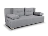 Schlafsofa Nessa - Klappsofa mit Bettkasten, Sofa mit Schlaffunktion, Bettsofa, Schlafcouch, Couch, Couchgarnitur, Sofagarnitur, Wohnzimmer (Grau (Inari 91))