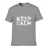 T-Shirt Ruhe bewahren Kreativ Bunt Jersey Script T-Shirt für Vater Mutter Sohn Tochter Dark Gray L