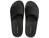 ARRIGO BELLO Badelatschen Herren Klettverschluss Badeschlappen Badeschuhe Pantoletten Sandalen Hausschuhe Sommer Beach Weich Leder Größe 41-46(Schwarz, 46)