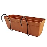 Art Plast Lolego Fly Square Blumenkasten 60 cm mit Halterung, gebogen, Terrak
