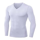 erthome1 Plus Samt Laufshirt Herren Atmungsaktiv Schnelltrocknendes Einfarbig Sportliches Longsleeve V-Ausschnitt Langarm T-Shirt Sweatshirt Männer Slim Fit Stretch Trainingsshirt Sp