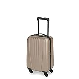 Leonardo Koffer Champagner 31,5L Reisekoffer Handgepäck Trolley Koffer Hartschale B