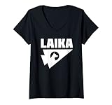 Damen Laika Hund Sputnik Weltraum Raumfahrt UdSSR Geschenk T-Shirt mit V