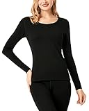 LAPASA Damen 100% Merinowolle Thermo Unterhemd, Premium Merino Wolle Thermounterwäsche, warmes Rundhals Langarmshirt Langarmpullover (L48)