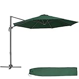 TecTake 800684 Aluminium Garten Sonnenschirm mit Seitenmast und Kurbel, inkl. Ständer, höhenverstellbar, klappbar, UV-Schutz 50+, Ø 300 cm - Diverse Farben – (Grün | Nr. 403134)