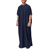 Herren Kurzarm Kaftan Tunika Thobe Naher Osten Dubai Ethnische Kleidung Malaysia Shirt Rob