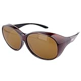 ActiveSol Überziehbrille Damen MEGA | Sonnenbrille polarisiert zum Überziehen | UV400 | Autofahren & Fahrrad | Brille über Brille für Brillenträger | Polbrille | 32g (Braun)