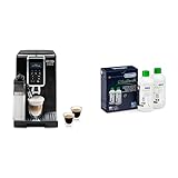 De'Longhi Dinamica ECAM 350.55.B Kaffeevollautomat mit Milchsystem, 2-Tassen-Funktion, Großer 1,8 Liter Wassertank, Schwarz & Original EcoDecalk DLSC502 - Entkalker für Kaffeemaschinen 2x500