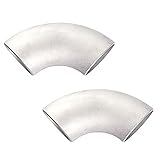 RoxNvm Edelstahl 90 Grad Bogen, Winkel Rohr, 90-Grad-Winkelstück-Stumpfschweißen, Rohrbogenverschraubung aus Edelstahl, 45 mm Außendurchmesser, 3 mm Dicke (2 STÜCKE)