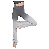 JoyJoy Damen Flare Yoga Hose Elastisch Bund Sweathose Regular Fit Fitnesshose Stilvolle Fitnesshose mit Hohe Taille Bauchkontrolle für Yoga und Jogg