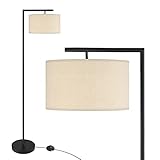 UFLIZOGH Stehlampe Wohnzimmer, 151cm Standleuchte Modern E27 LED Hängender Stoff Lampenschirm Abnehmbar Ablageplatte für Büro Schlafzimmer (keine Glühbirnen)