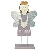 Gartenfigur Engel lila 27cm - Winterdeko draussen Vintage Weihnachtsdeko aussen Gartenstecker Deko (Garten 1)