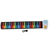 Kinder Roll Up Piano Keyboard Tragbare 49 Tasten Elektronische Klavier Faltbare Travel Piano Klavier Silikon Keyboard mit Aufnahmefunktion, USB oder Akkuladung für Kinder Anfänger Geschenk(Bunt)