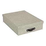 BIGSO BOX OF SWEDEN Dokumentenbox für A4 Papier, Broschüren usw. – Schreibtischablage mit Deckel und Griff – Aufbewahrungsbox aus Faserplatte und Papier in Leinenoptik – beig