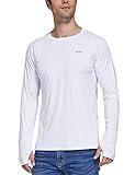 FitsT4 Langarm Sport T-Shirt Herren Laufshirt Funktionsshirt UV Schutz UPF 50+ schnelltrocknend,Weiss,Gr.L