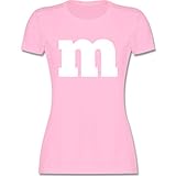 Karneval & Fasching Kostüm Outfit - Gruppen-Kostüm m Aufdruck - M - Rosa - mm kostüm - L191 - Tailliertes Tshirt für Damen und Frauen T-S