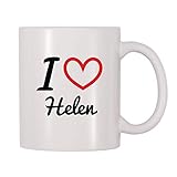 Tassen, Reise-Kaffeetassen, wiederverwendbar, doppelseitiger Druck, Tasse mit Aufschrift 'I Love Helen', personalisierbarer Name, Kaffeetasse (313 ml)