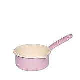 Riess, 0035-006, Stielkasserolle mit großem Ausguss 12 0,5 L, CLASSIC - BUNT/PASTELL, Farbe Rosa, Durchmessser 12 cm, Höhe 11,4 cm, Inhalt 0,5 Liter, Emaille, Milchtop