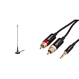 DVB-T Antenne passiv (3 dB) mit Magnetfuß für DVB-T2 HD/DVB-T/DAB Empfang & AmazonBasics PBH-19821 Cinch-Audiokabel, 3,5-mm-Klinkenstecker auf 2 x Cinch-Stecker, 1,22