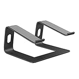 Aluminium-Laptop-Ständer für Schreibtisch kompatibel für Mac MacBook pro tragbarer Halter ergonomischer Aufzug Metall Riser für 10 bis 15,6 in (Color : Black)