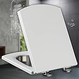 YISUPP Wc Sitz, Toilettendeckel Absenkautomatik Weiss Softclose Wc Deckel Toilettensitz mit Absenkautomatik Wc Deckel Top-Installation Einfache Montage,White-44~50 * 37