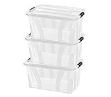 STiGBJÖRN Aufbewahrungsboxen mit Deckel [3er-Set] - 14 Liter - Transparent - BPA-frei - Plastikbox mit Deckel und Klickverschluss (38,5 x 25,4 x 18,5 cm) - Made in EU