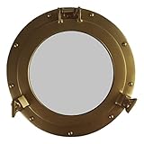 Spiegel Bullauge Nautik Schiffsfenster Aluminium brüniert Messing-Look D 29