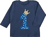 Baby Geburtstag Geburtstagsgeschenk - 1. Geburtstag Krone Junge Erster - 12/18 Monate - Navy Blau - Geburtstag Baby 1. Geburtstag Langarm - BZ11 - Baby T-Shirt Lang