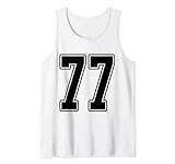 #77 Black Outline Nummer 77 Sport Fan Jersey Style Tank Top