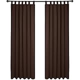 Deconovo Verdunkelungsvorhang Blickdicht Thermogardine Schlaufen, 245x140 cm(HöhexBreite), Dunkelbraun, 2er S