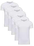 Yazubi 5er Pack Weisse Tshirts Herren T Shirt Männer Jungen Weiße T-Shirts White Rundhalsausschnitt Mythic, (Brilliant w. 114001), XS