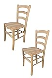 Tommychairs - 2er Set Stühle Venezia für Küche und Esszimmer, robuste Struktur aus poliertem Buchenholz, unbehandelt und 100% natürlich, Sitzfläche aus poliertem H
