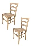 Tommychairs - 2er Set Stühle Venezia für Küche und Esszimmer, robuste Struktur aus poliertem Buchenholz, unbehandelt und 100% natürlich, Sitzfläche aus poliertem H