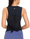 CRZ YOGA Damen Sport Tank Top Mesh Open Back Lauf Fitness Ärmellos Kurzarm Echte Marine 36