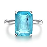 100% 925 Sterling Silber Smaragdschliff Paraiba Turmalin Edelstein Engagement Klassische Ringe Edlen Schmuck 5 Himmelb