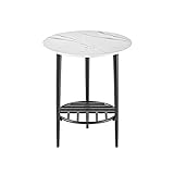 Fengshop Beistelltisch Runder Beistelltisch, mit 2-lagiger runder Couchtisch, Snacktisch for Außen- oder Innennutzung, Metallschiefer-Couchtisch Beistelltisch/Couchtisch/Tisch/ (Color : C)