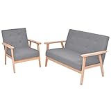 YOPOTIKA Sofa Zweisitzer Stoffsofa Eckcouch Stoffsofa Polstersofa Loungesofa Sitzmöbel Polstermöbel Designsofa Wohnzimmersofa Sofa-Set 2-TLG. Stoff Hellg