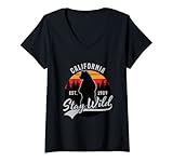 Damen Kalifornien - Bleib Wild T-Shirt mit V